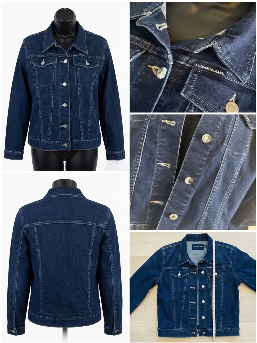 Calvin Klein Jeans Dark Wash Button Front Denim Jacket Size Large NWOT